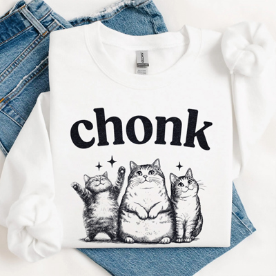 Chonk Adorable Cat Animal Graphic Sweatshirt, Cat Shirt, Animal Shirt