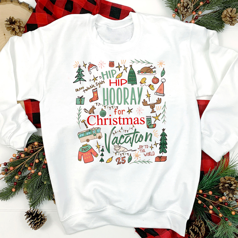 Christmas Vacation Collage Hooray! Christmas Movie Graphic Sweatshirt