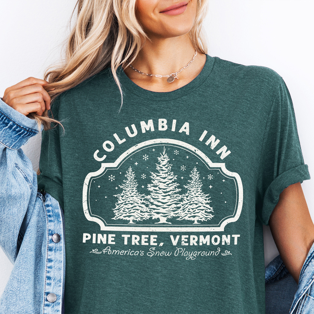 Columbia Inn Pine Tree Vermont Christmas Movie Graphic Tee