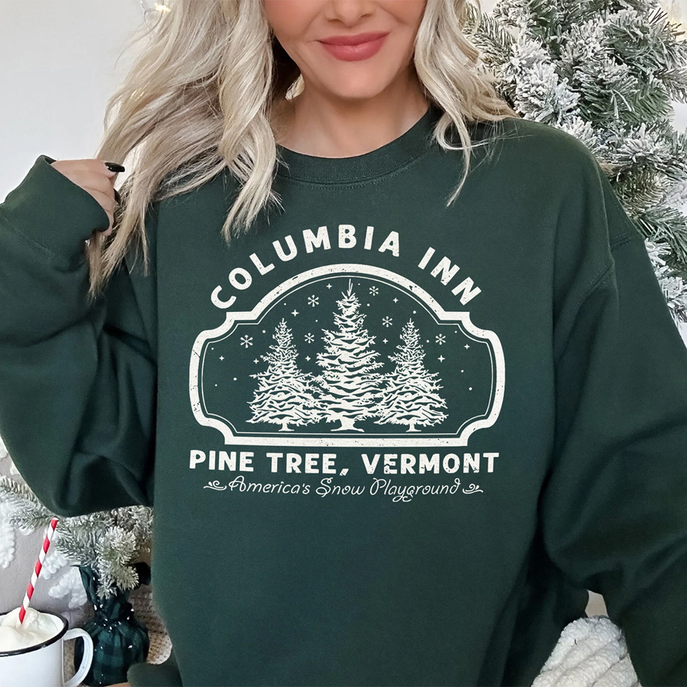 Columbia Inn Pine Tree Vermont Christmas Movie Graphic Sweatshirt