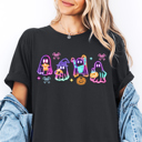  Cute Ghosts & Coquette Bows Spooky Halloween Graphic Tee