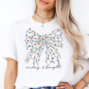  Coquette Bow With Christmas Lights Graphic Tee