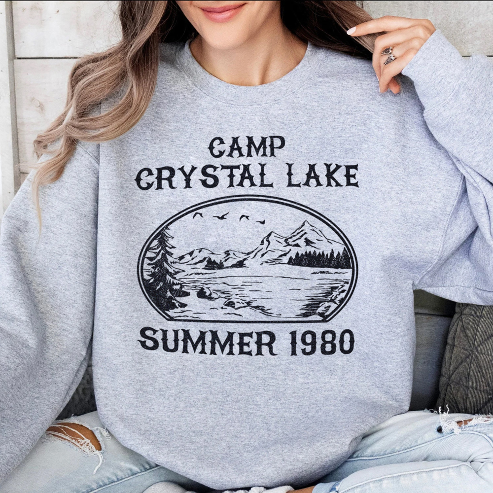 Camp Crystal Lake Summer 1980 Scary Halloween Movie Graphic Sweatshirt