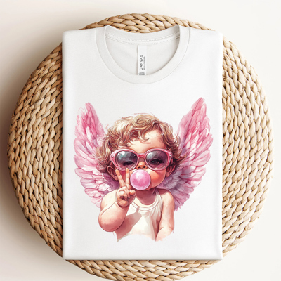 Cupid & Bubble Gum Valentine's Day Graphic Tee, Valentines Shirt