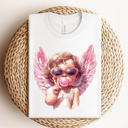  Cupid & Bubble Gum Valentine's Day Graphic Tee, Valentines Shirt