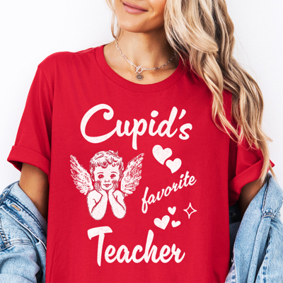 Cupid's Favorite Teacher Valentine's Day Graphic Tee, Valentine's Shirt, Teacher Shirt