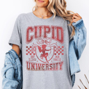  Cupid University Checkboard Valentine's Day Graphic Tee, Valentines Shirt