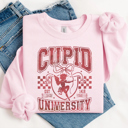  Cupid University Checkerboard Valentine's Day Graphic Sweatshirt, Valentines Shirt, Valentines Sweatshirt