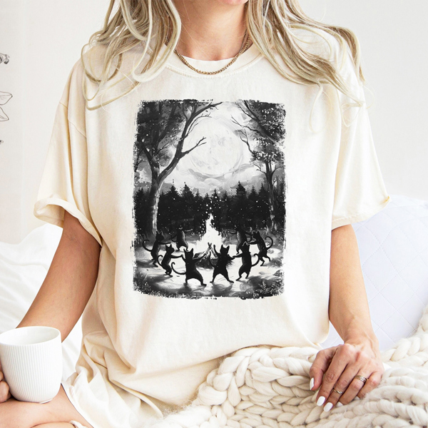 Cats Dancing Around The Bonfire Graphic Tee