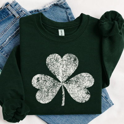 Distressed Shamrock St. Patrick's Day Sweatshirt | St. Paddy's Day Shirt