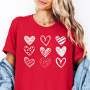  Doodle Hearts Love Collage Valentine's Day Graphic Tee, Valentines Shirt