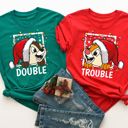  Double Trouble Chipmunks Matching Christmas Holiday Couple Graphic Tees