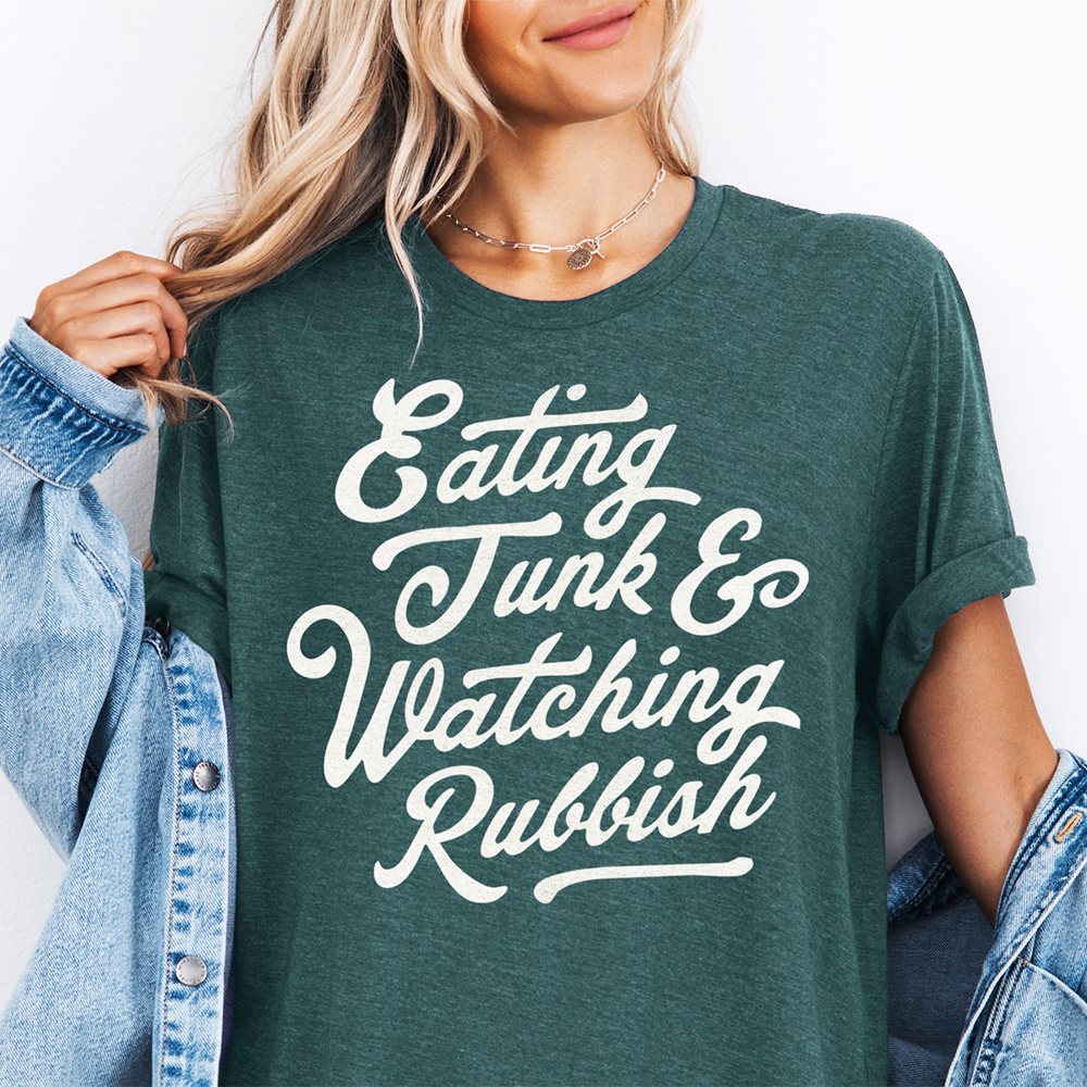 Eating Junk & Watching Rubbish Funny Christmas Graphic Tee