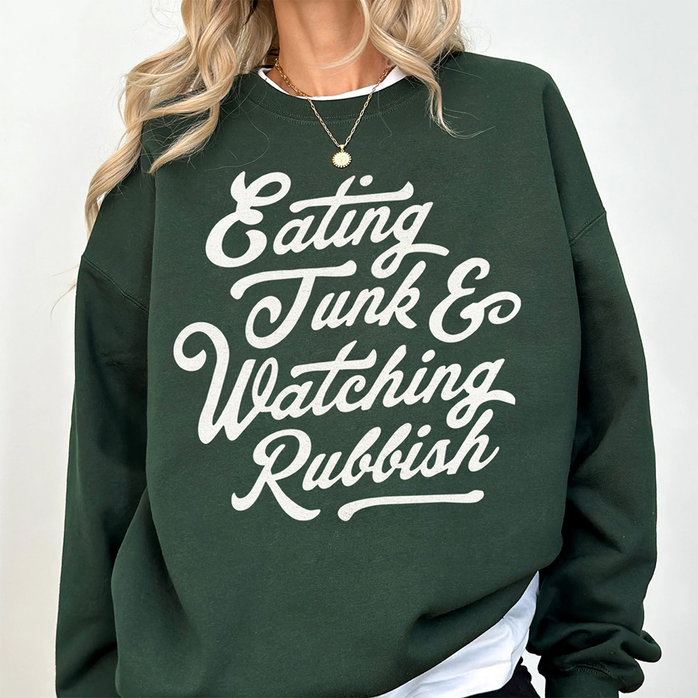 Eating Junk & Watching Rubbish Funny Christmas Graphic Sweatshirt