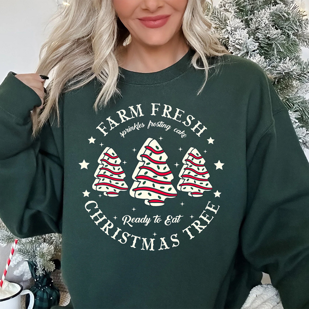 Farm Fresh Christmas Tree Cakes Graphic Sweatshirt