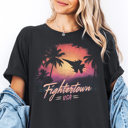  Fightertown USA Summer Sunset Top Gun 80's Throwback Movie Graphic Tee