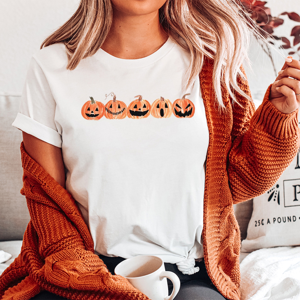 Cute Watercolor Pumpkins Fall & Halloween Graphic Tee