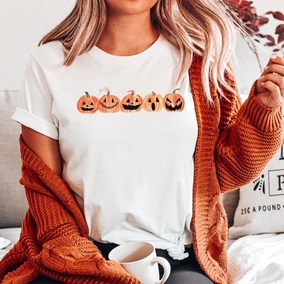 Watercolor Pumpkins Simple Fall & Halloween Teacher Graphic Tee | Halloween Shirt