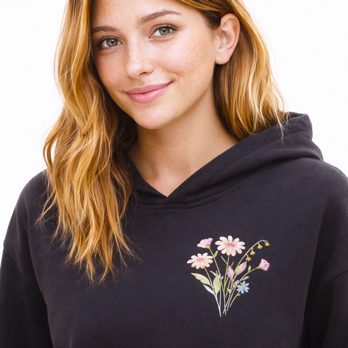 Floral Wildflower Pocket & Sleeve Premium Bella + Canvas Graphic Hoodie | Spring Floral Hoodie