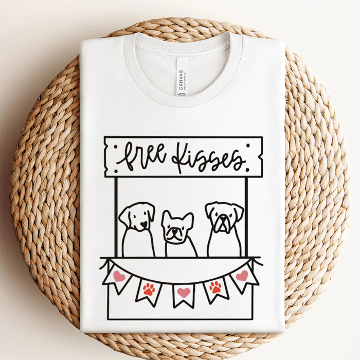 Free Kisses Valentine's Day Dogs Graphic Tee, Valentines Shirt