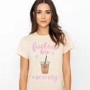  Fueled By Iced Coffee & Anxiety Teacher Mama Graphic Tee | Mama Shirt
