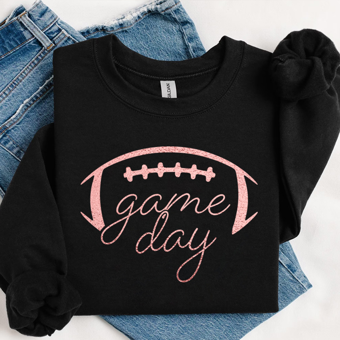 Game Day Rose Gold Metallic Football Sports Graphic Sweatshirt | Superbowl Shirt | Football Tee