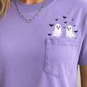  Ghost & Bats Pocket Fall & Autumn Graphic Tee | Spooky Halloween Shirt