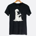  Ghost Hugging Black Cat Cute Halloween Graphic Tee