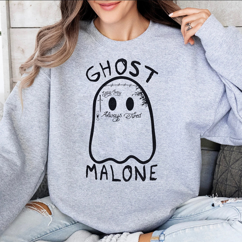 Ghost Malone Funny Halloween Graphic Sweatshirt