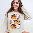  Cute Ghost Pumpkins Bows Coquette Fall & Halloween Graphic Sweatshirt