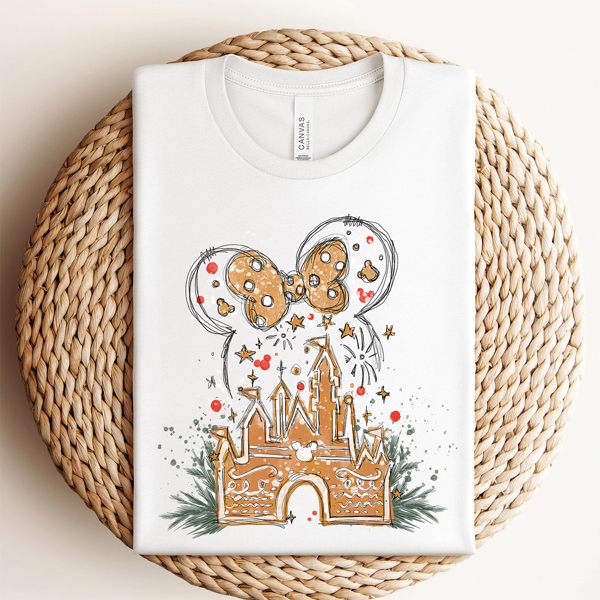 Gingerbread Magic Castle Cute Christmas Graphic Tee