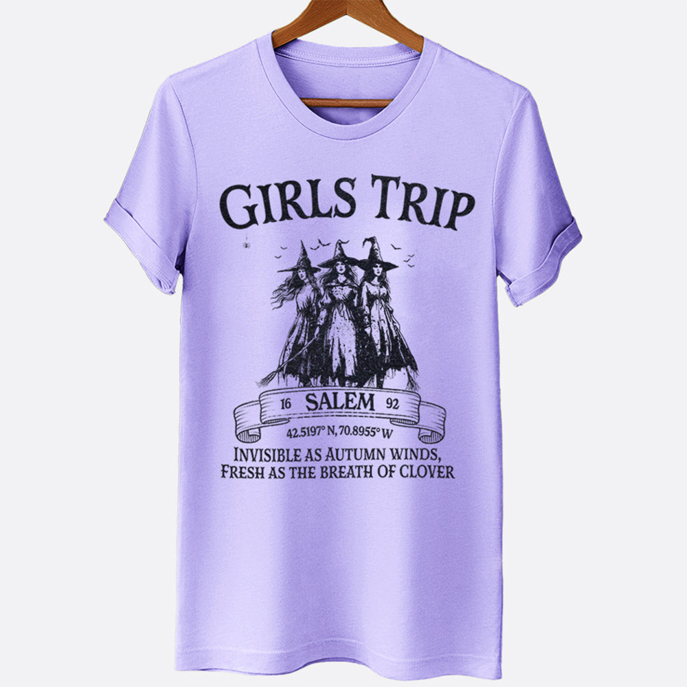 Girls Trip Salem Witch Spooky Fall & Halloween Graphic Tee