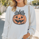  Grunge Pumpkin & Bow Fall & Halloween Graphic Tee | Halloween Shirt
