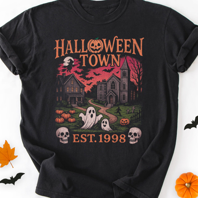 Halloween Town Spooky Ghost Movie Fall & Autumn Graphic Tee | Halloween Shirt