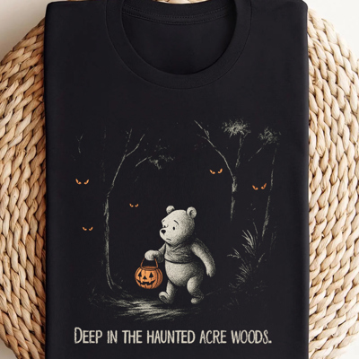Haunted Acre Spooky Winnie The Pooh Fall & Autumn Graphic Tee | Halloween Shirt