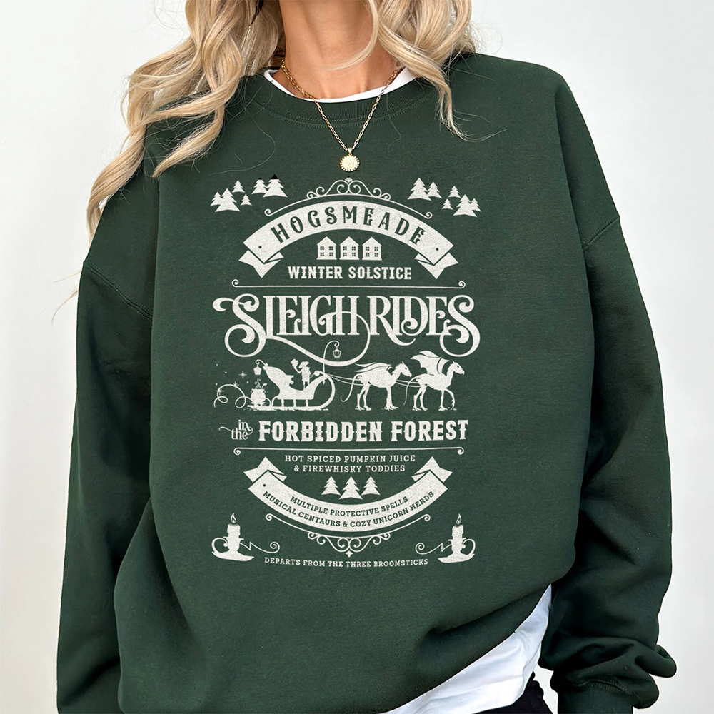 Hogsmeade Sleigh Rides Christmas Movie Graphic Sweatshirt