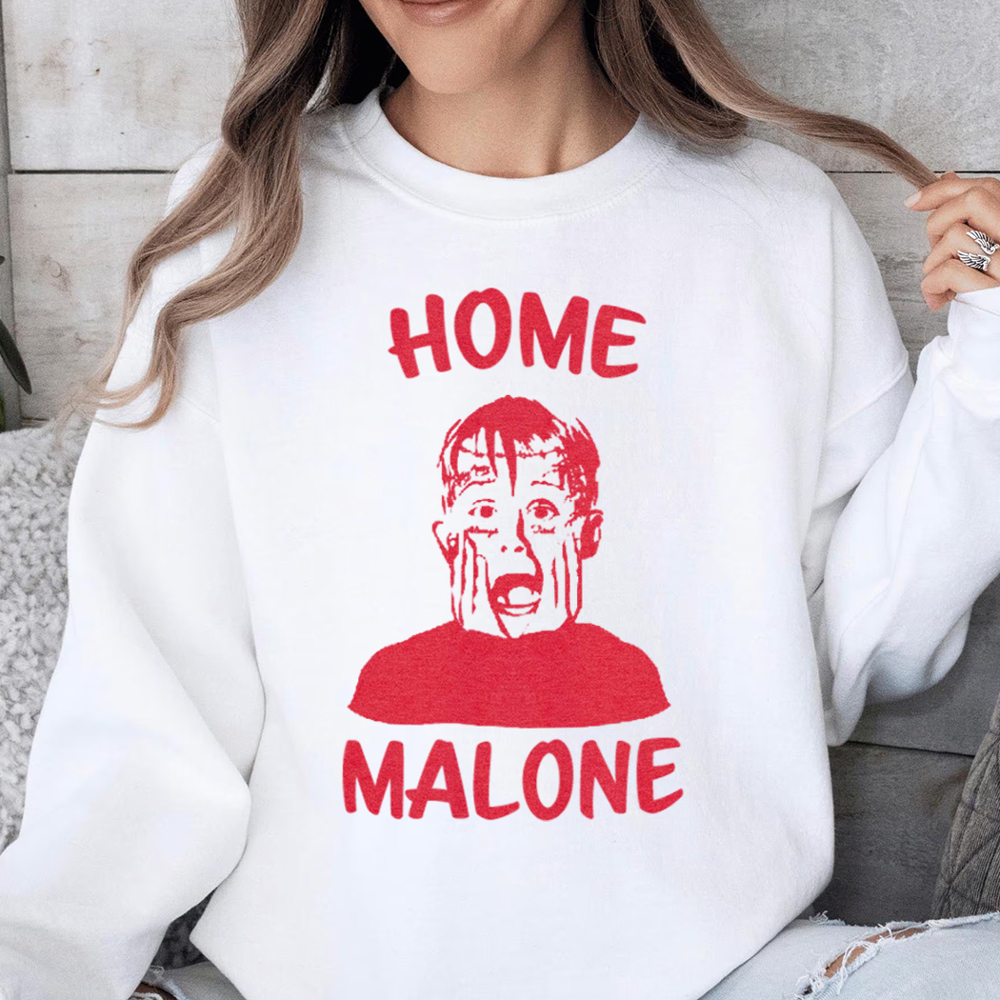 Home Malone Funny Christmas Movie Graphic Sweatshirt