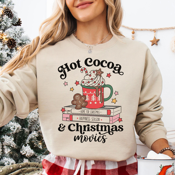 Hot Cocoa & Christmas Movies Relaxing Graphic Sweatshirt