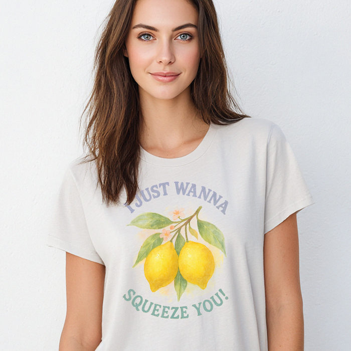 Funny Summer Lemon I Just Wanna Squeeze You Floral Graphic Tee | Floral Shirt