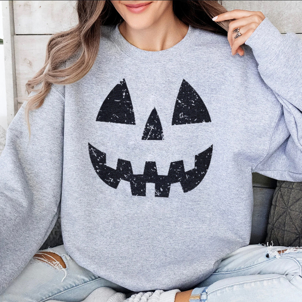 Jack-O-Lantern Pumpkin Fall & Halloween Graphic Sweatshirt