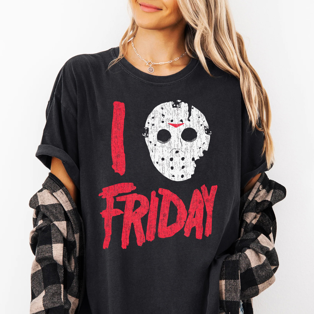 Jason I Love Friday Scary Movie Halloween Graphic Tee