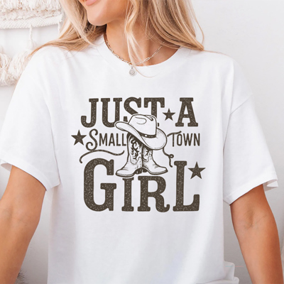 Just A Small Town Girl Country Western Rock Band Graphic Tee