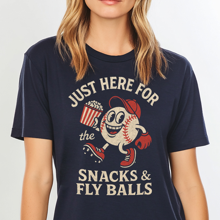 Just Here For Snacks Funny Baseball Graphic Tee | Baseball Shirt