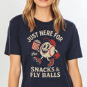  Just Here For Snacks Funny Baseball Graphic Tee | Baseball Shirt