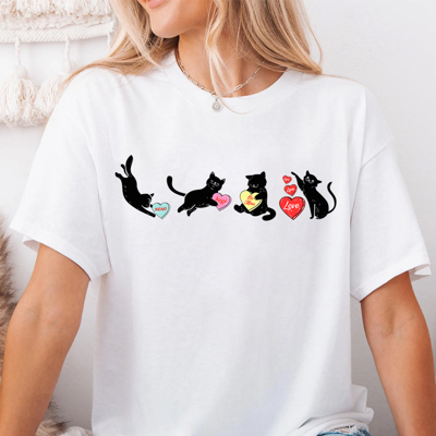 Kittens & Candy Hearts Valentine's Day Graphic Tee, Valentine's Shirt