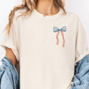  Land Of The Free America Flag Bow Patriotic Graphic Tee | 4th Of July Shirt