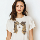  Retro Leopard Cherry Kiss Vintage Animal Cheetah Graphic Tee | Animal Shirt