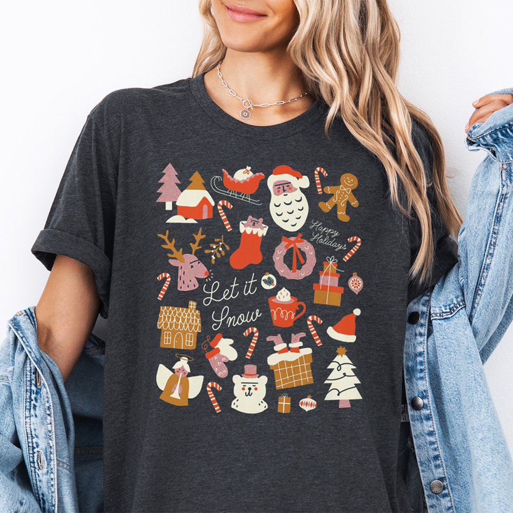 Let It Snow Christmas Collage Graphic Tee