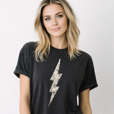 Vintage Lightning Bolt Distressed Graphic Tee | Summer Shirt