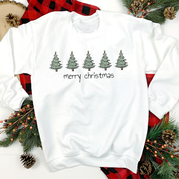 Merry Christmas Little Trees Graphic Sweatshirt